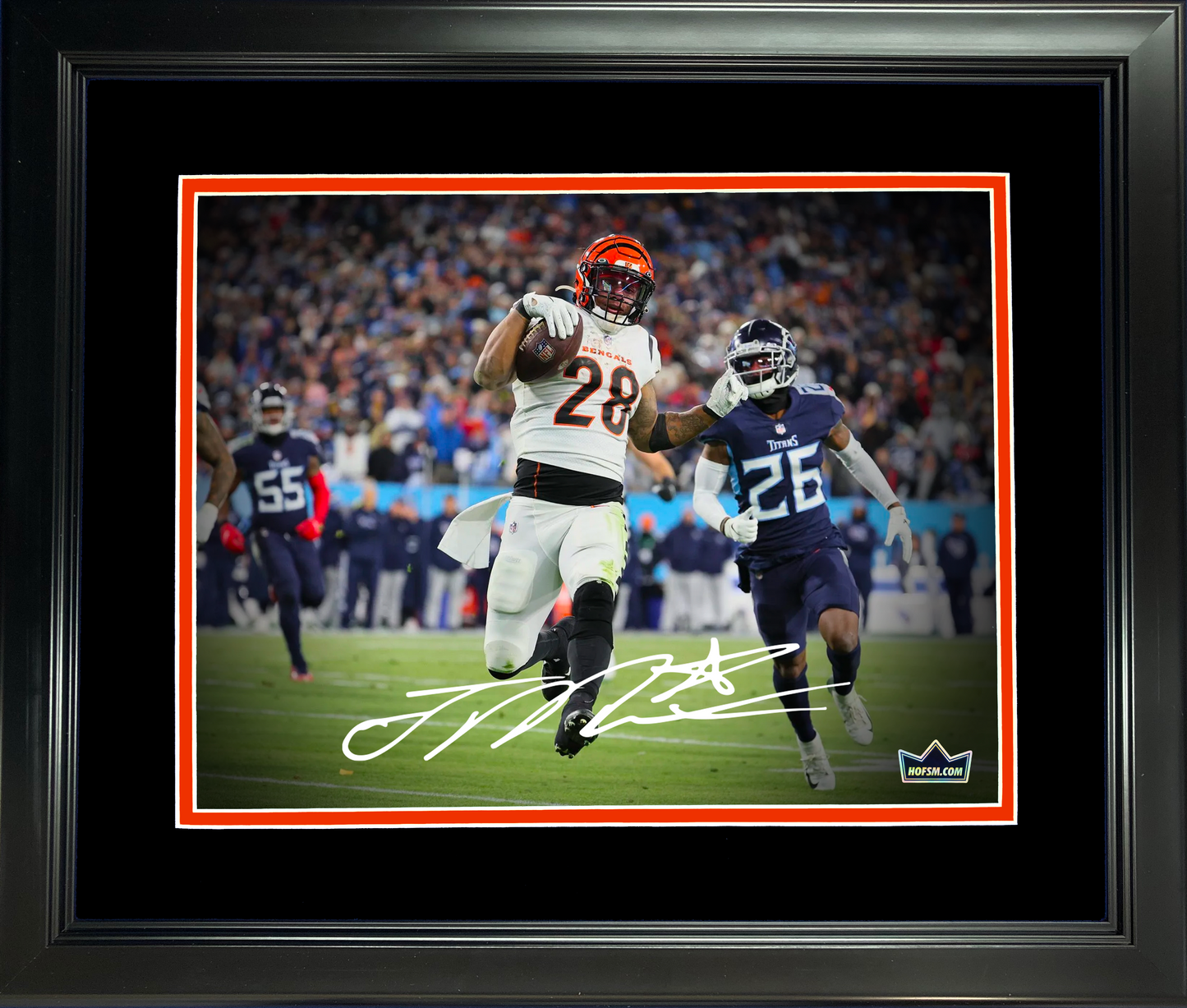 Framed Joe Mixon Cincinnati Bengals Facsimile Laser Engraved Signature Auto 11"x14" Football Photo HOFSM Holo
