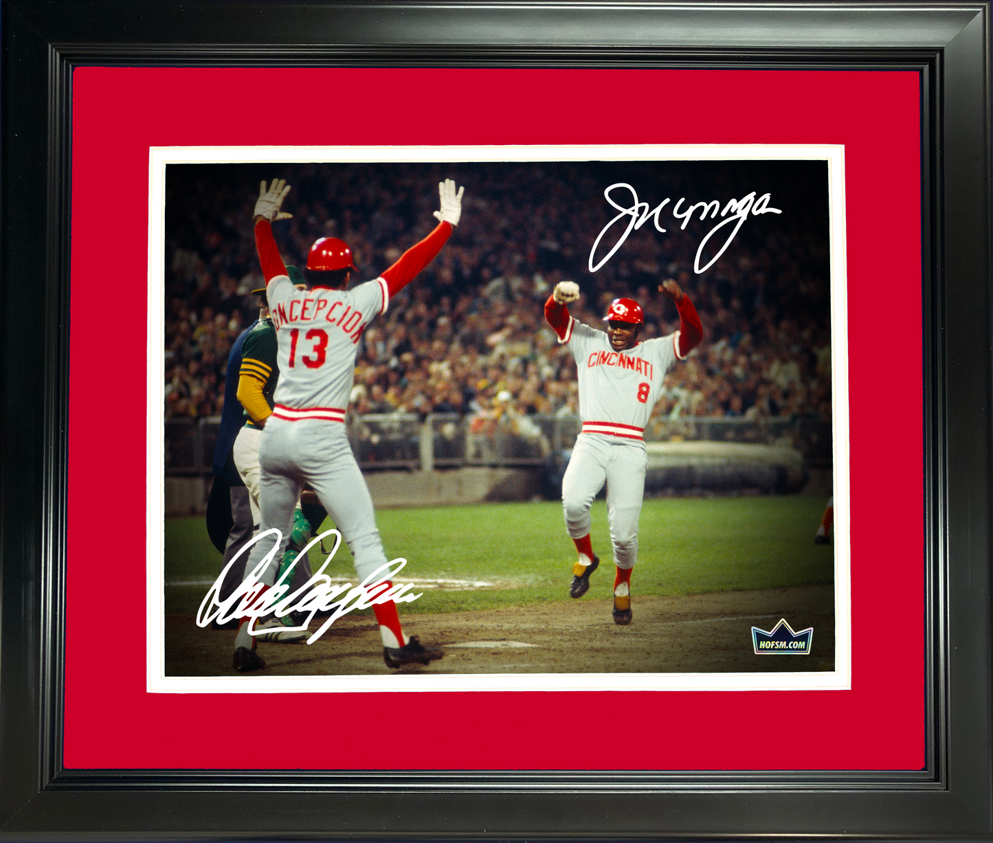 Framed Joe Morgan & Dave Concepcion Cincinnati Reds Dual Facsimile Laser Engraved Signature Auto 11"x14" Baseball Photo HOFSM Holo
