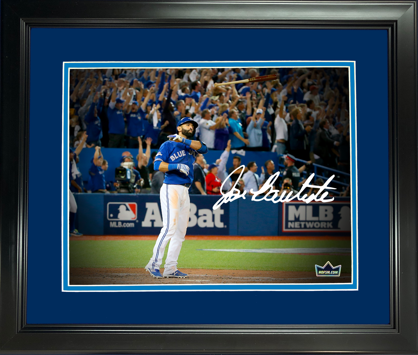 Framed Jose Bautista Bat Flip Toronto Blue Jays Facsimile Laser Engraved Signature Auto 11"x14" Baseball Photo HOFSM Holo
