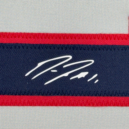 Framed Facsimile Autographed Jose Ramirez 35x39 Cleveland Grey Reprint Laser Auto Baseball Jersey