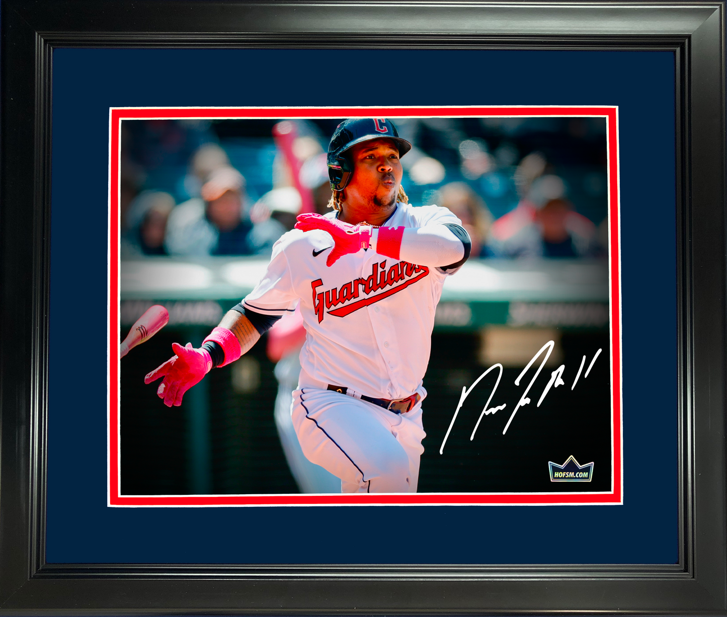 Framed Jose Ramirez Cleveland Guardians Facsimile Laser Engraved Signature Auto 11"x14" Baseball Photo HOFSM Holo