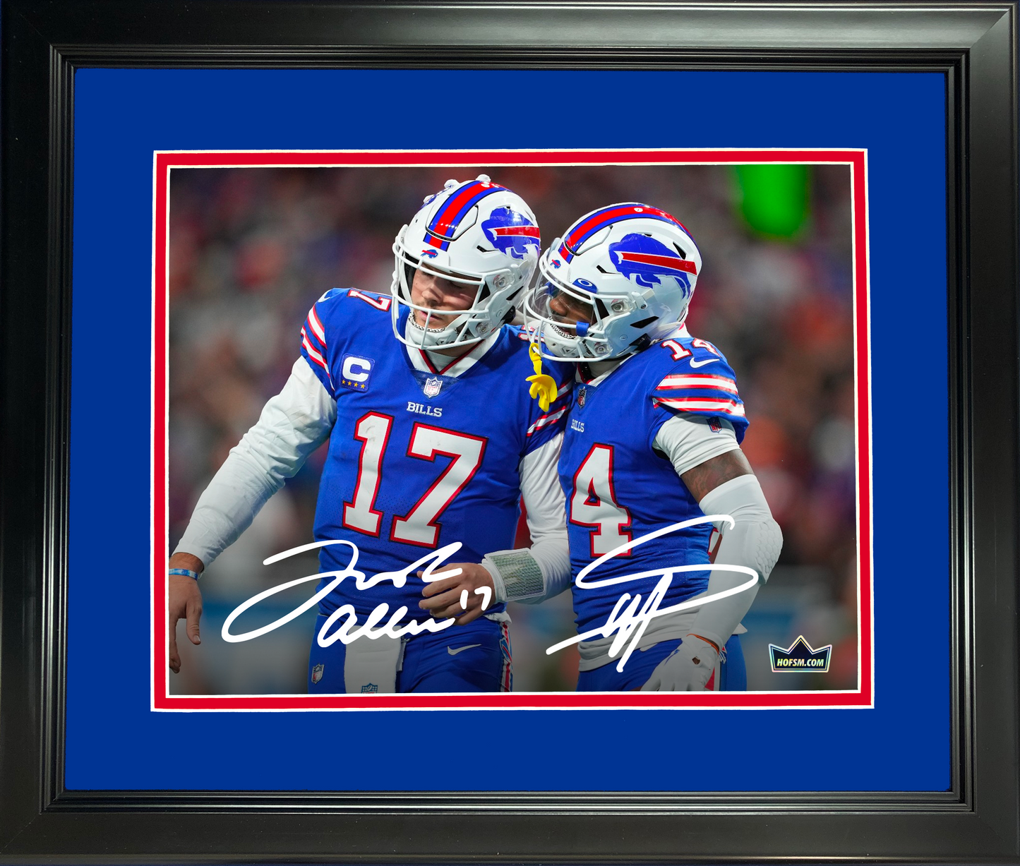 Framed Josh Allen & Stefon Diggs Buffalo Bills Dual Facsimile Laser Engraved Signature Auto 11"x14" Football Photo HOFSM Holo