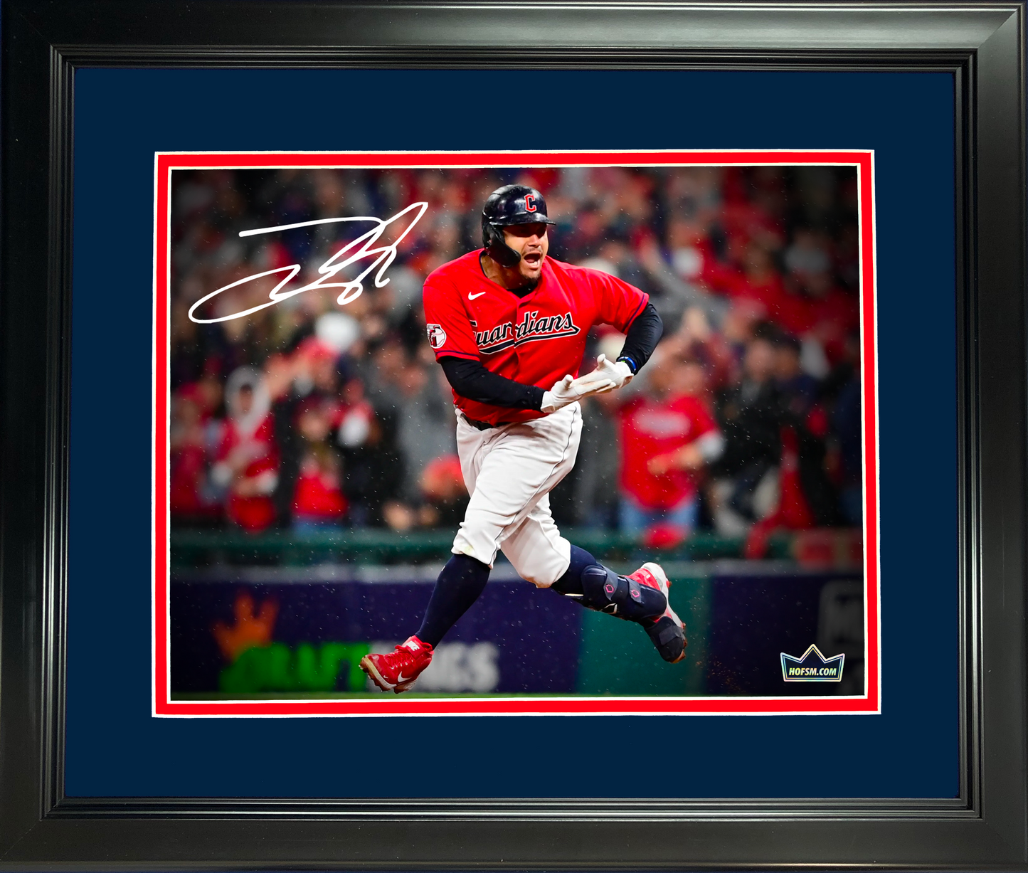Framed Josh Naylor  Rock The Baby  Celebration Cleveland Guardians Facsimile Laser Engraved Signature Auto 11"x14" Baseball Photo HOFSM Holo