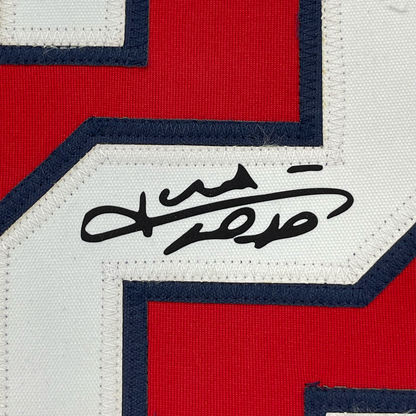 Framed Facsimile Autographed Juan Soto 35x39 Washington Red Reprint Laser Auto Baseball Jersey