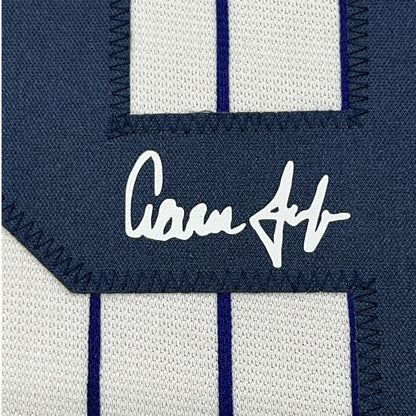 Framed Facsimile Autographed Aaron Judge 35x39 New York Pinstripe Reprint Laser Auto Baseball Jersey
