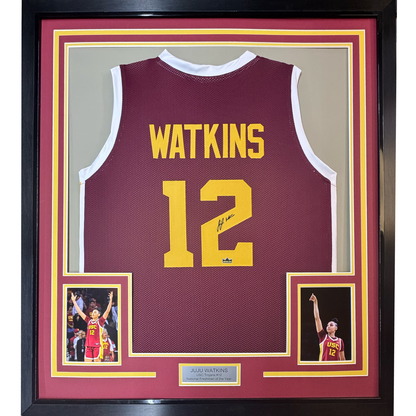 Framed Facsimile Autographed Juju Watkins 35x39 USC Maroon Reprint Laser Auto College Basketball Jersey