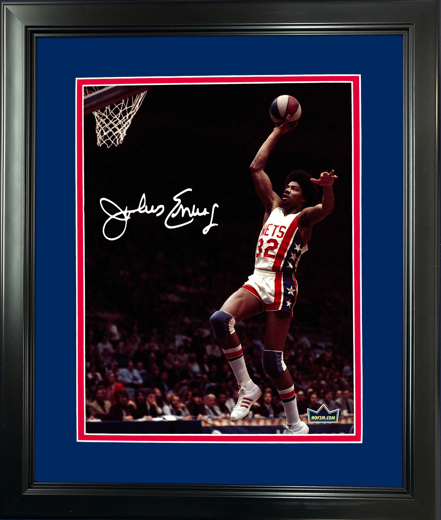 Framed Julius Erving  New Jersey Nets Facsimile Laser Engraved Signature Auto 11"x14" Basketball Photo HOFSM Holo