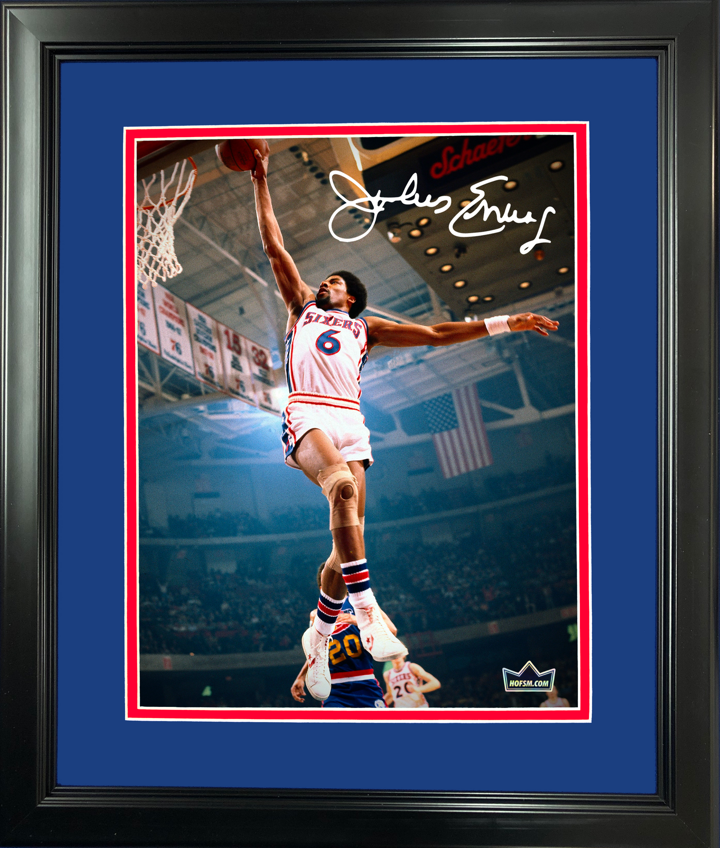 Framed Julius Erving Facsimile Laser Engraved Signature Auto 11"x14" Basketball Photo HOFSM Holo