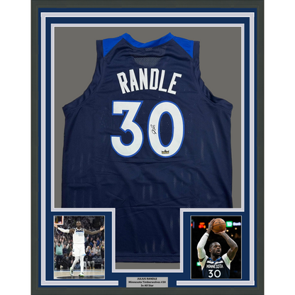 Framed Facsimile Autographed Julius Randle 35x39 Minnesota Blue Reprint Laser Auto Basketball Jersey
