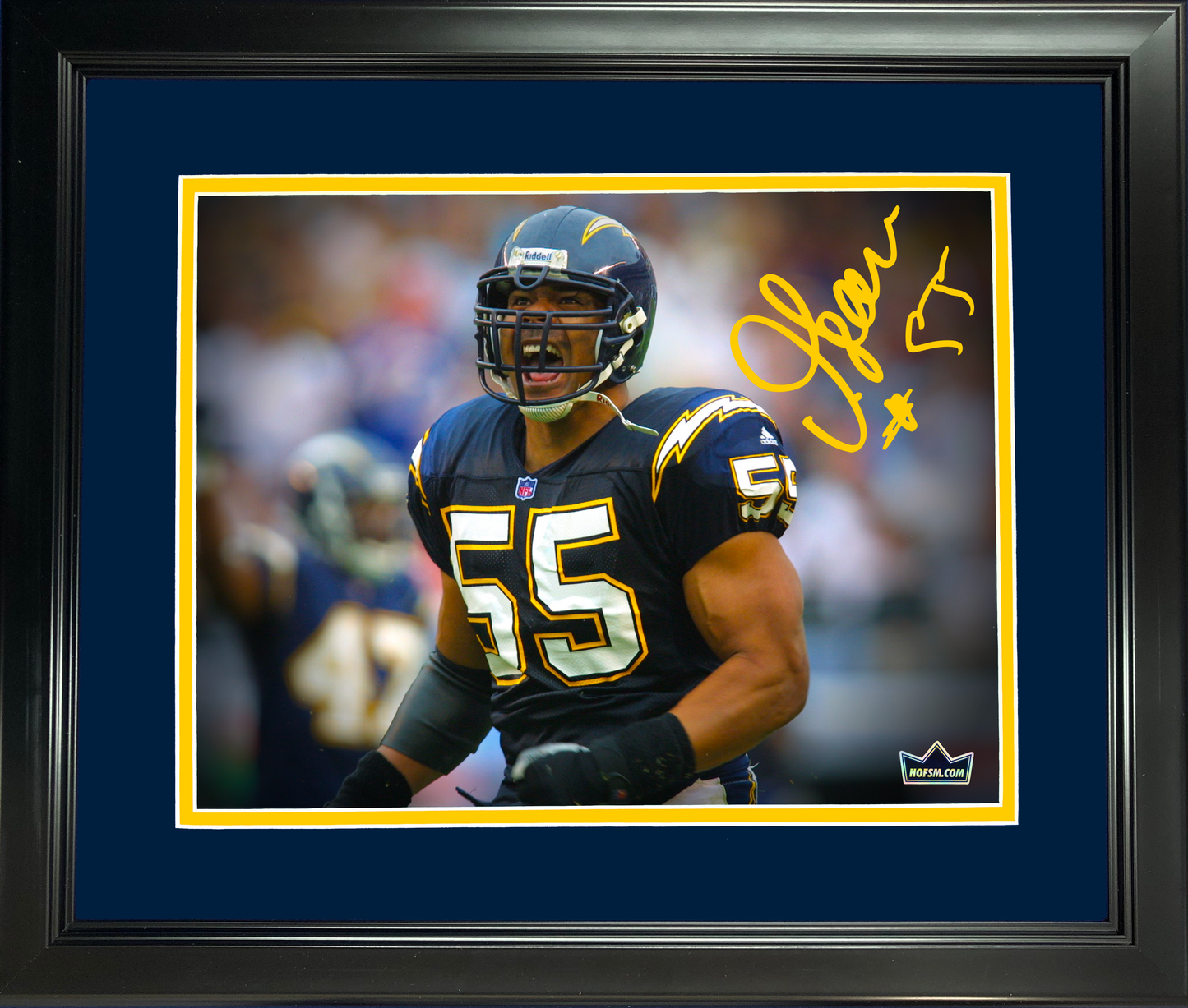 Framed Junior Seau San Diego Chargers Facsimile Laser Engraved Signature Auto 11"x14" Football Photo HOFSM Holo