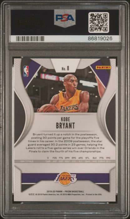 Graded 2019 Panini Prizm Kobe Bryant #8 Basketball Card PSA 10 Gem Mint