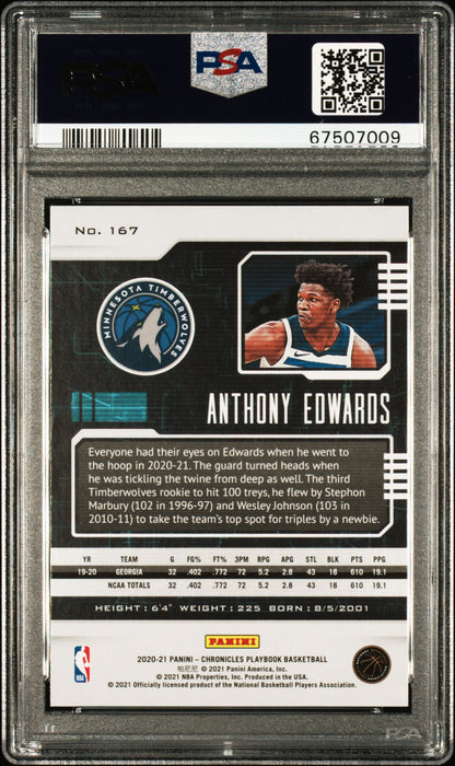 Graded 2020 Panini Chronicles Anthony Edwards #167 Rookie RC Basketball Card PSA 10 Gem Mint