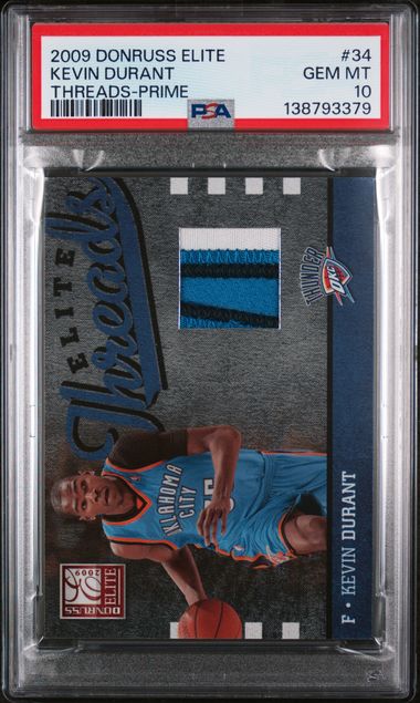 Graded 2009 Panini Donruss Elite Kevin Durant #34 /25 Elite Threads Prime Game Worn Relic Basketball Card PSA 10 Gem Mint