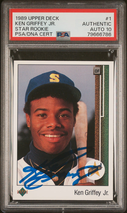 Graded 1989 Upper Deck UD Ken Griffey Jr. #1 Rookie RC Baseball Card PSA 10 Auto Grade Gem Mint