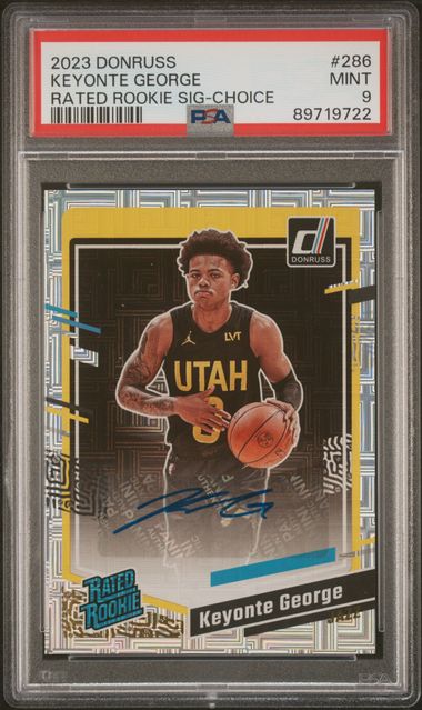 Graded 2023 Panini Donruss Rated Rookie Signature Choice Keyonte George #286 Auto Rookie RC Basketball Card PSA 9 Mint