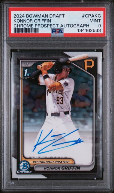 Graded 2024 Topps Bowman Draft Konnor Griffin #CPAKG Chrome Prospect Auto 1st Bowman Rookie RC Baseball Card PSA 9 Mint