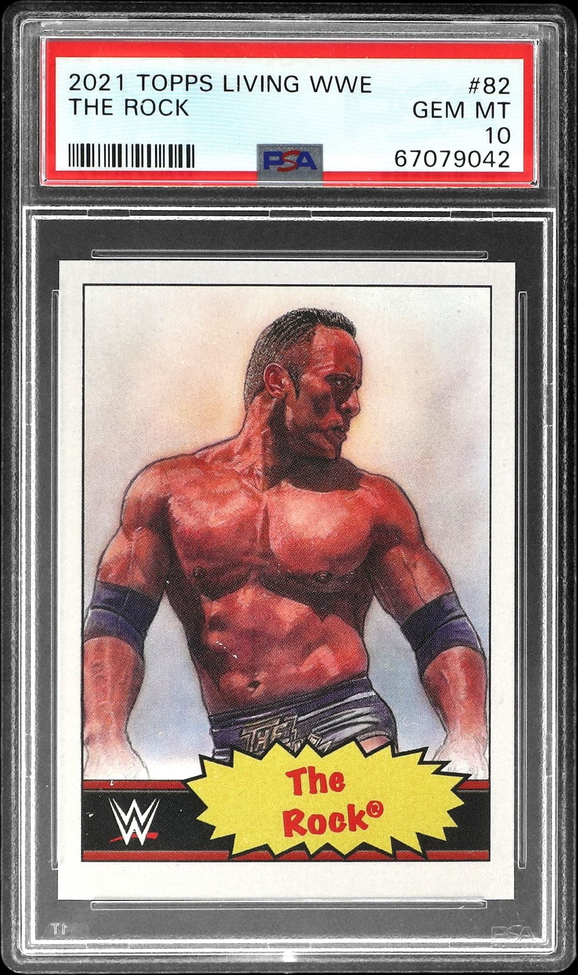 Graded 2021 Topps Living WWE The Rock #82 Wrestling Card PSA 10 Gem Mint