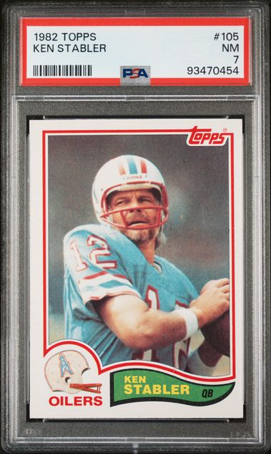 Graded 1982 Topps Ken Stabler #105 Football Card PSA 7 Near Mint