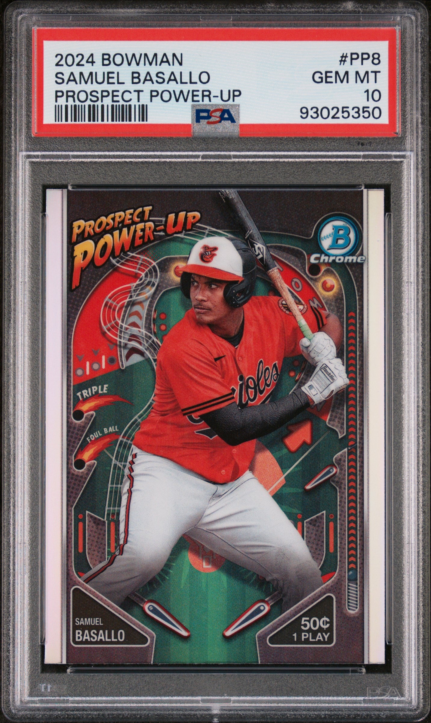 Graded 2024 Topps Bowman Samuel Basallo #PP8 Prospect Power Up Rookie RC Baseball Card PSA 10 Gem Mint