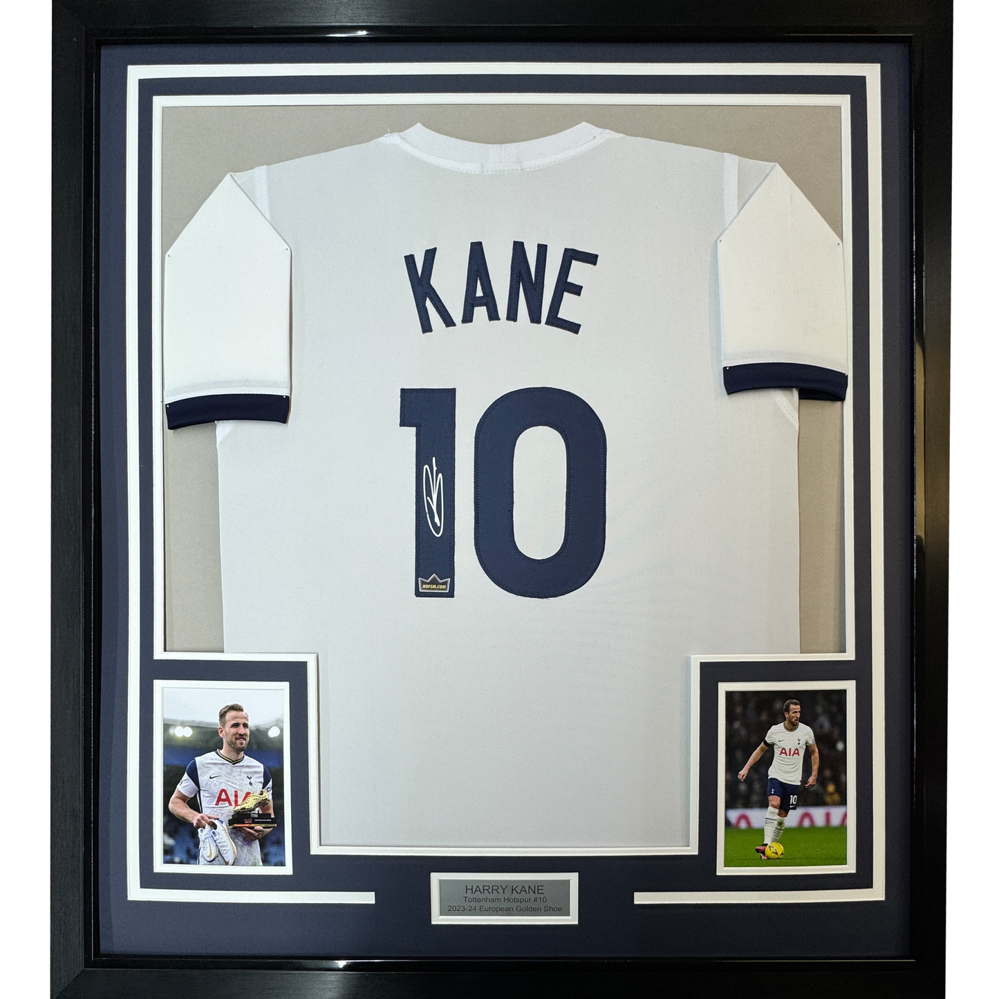 Framed Facsimile Autographed Harry Kane 35x39 Tottenham Hotspur FC White Reprint Laser Auto Soccer Jersey