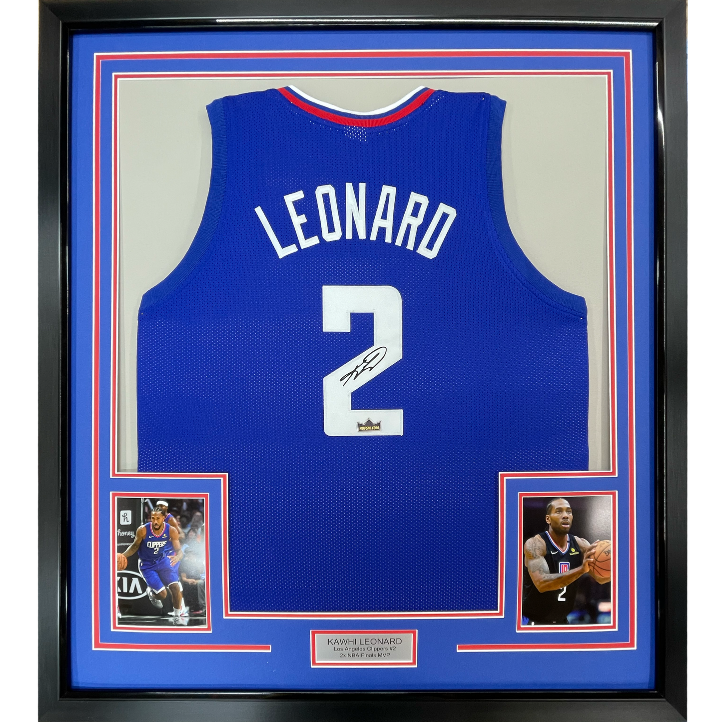 Framed Facsimile Autographed Kawhi Leonard 35x39 Los Angeles LA Blue Reprint Laser Auto Basketball Jersey