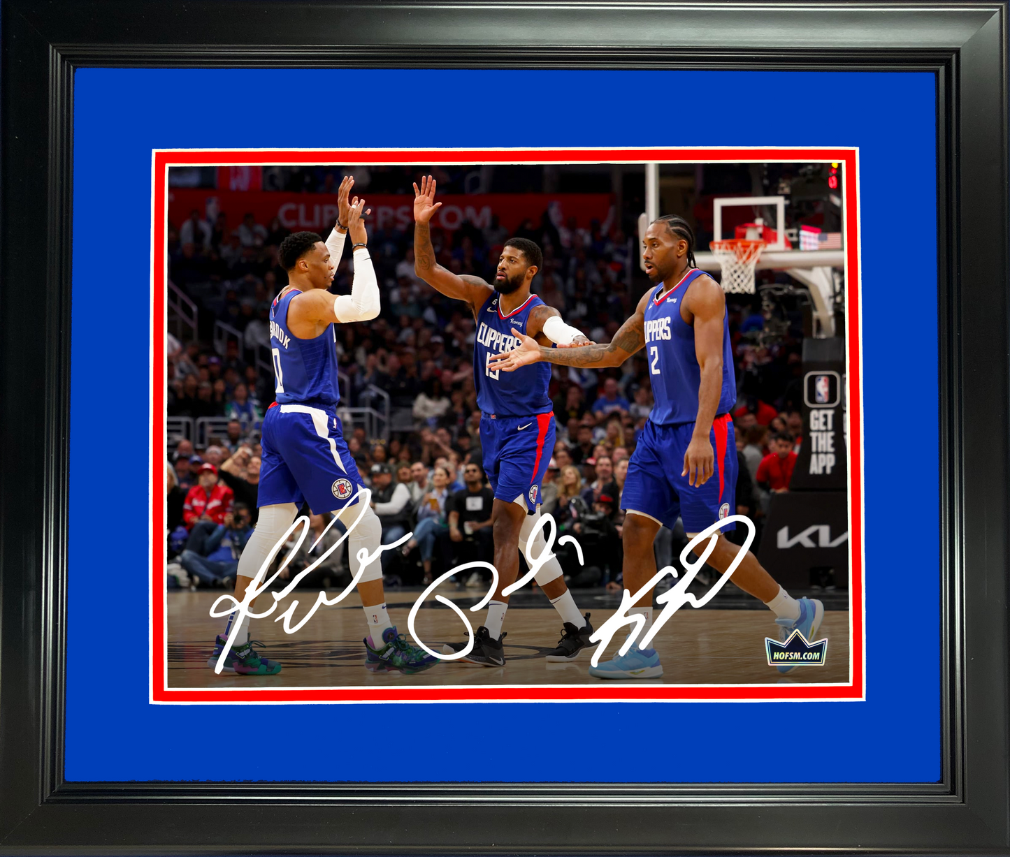 Framed Kawhi Leonard, Paul George & Russell Westbrook Facsimile Laser Engraved Signature Auto 11"x14" Basketball Photo HOFSM Holo