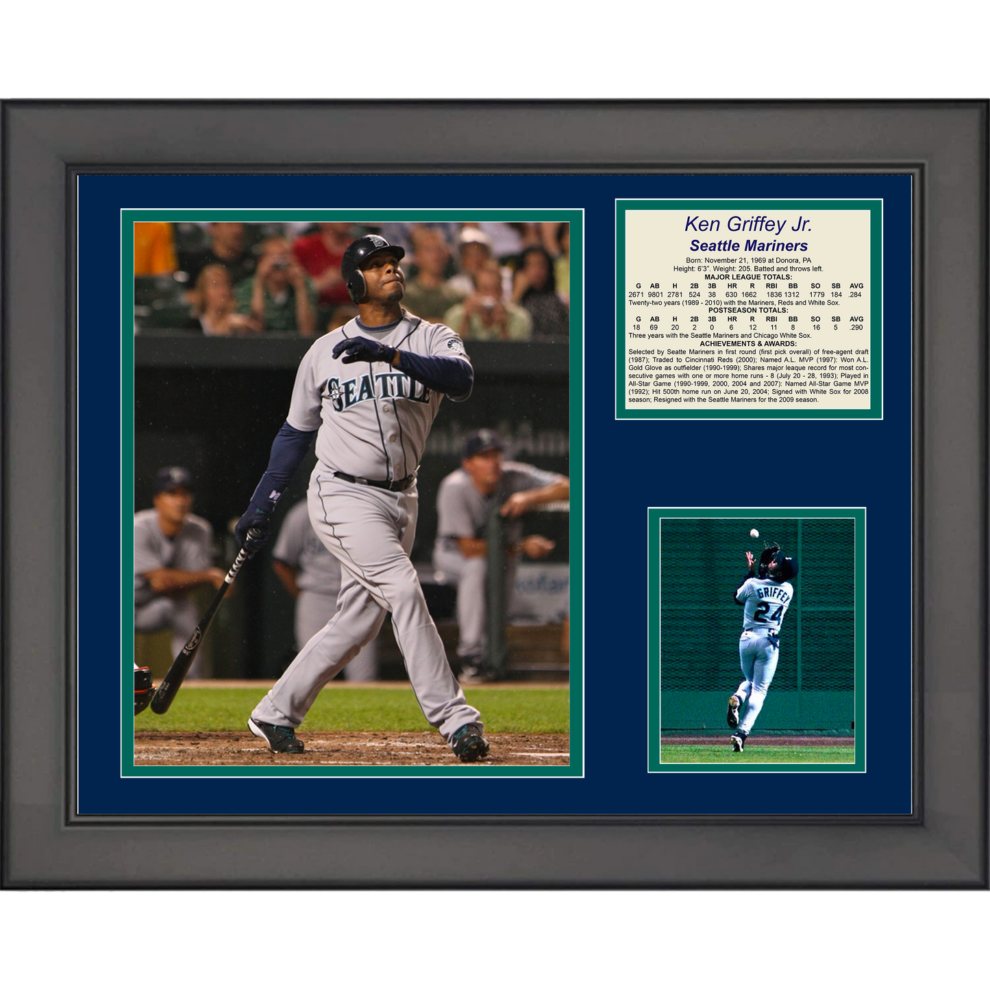Framed Ken Griffey Jr Hall of Fame Seattle Mariners 11"x14" Baseball Three Photo Collage #2