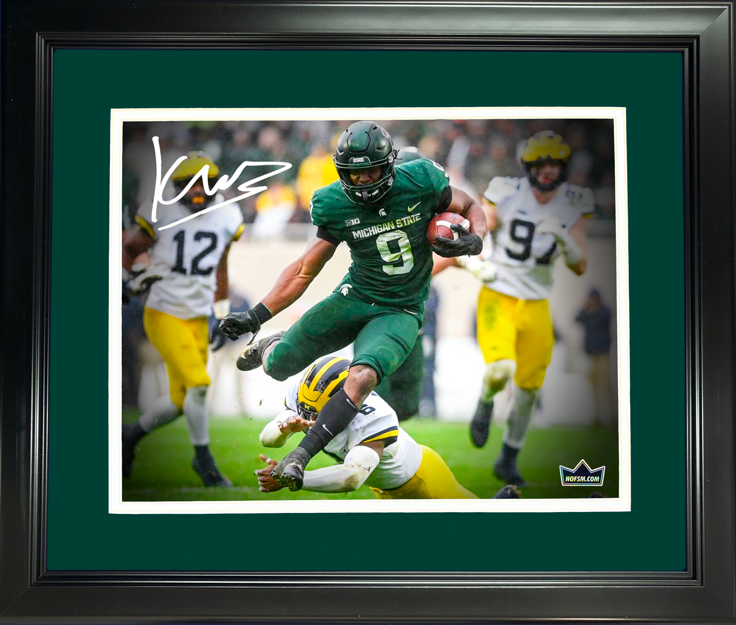 Framed Kenneth Walker III Facsimile Laser Engraved Signature Auto Michigan State Spartans 11"x14" College Football Photo HOFSM Holo