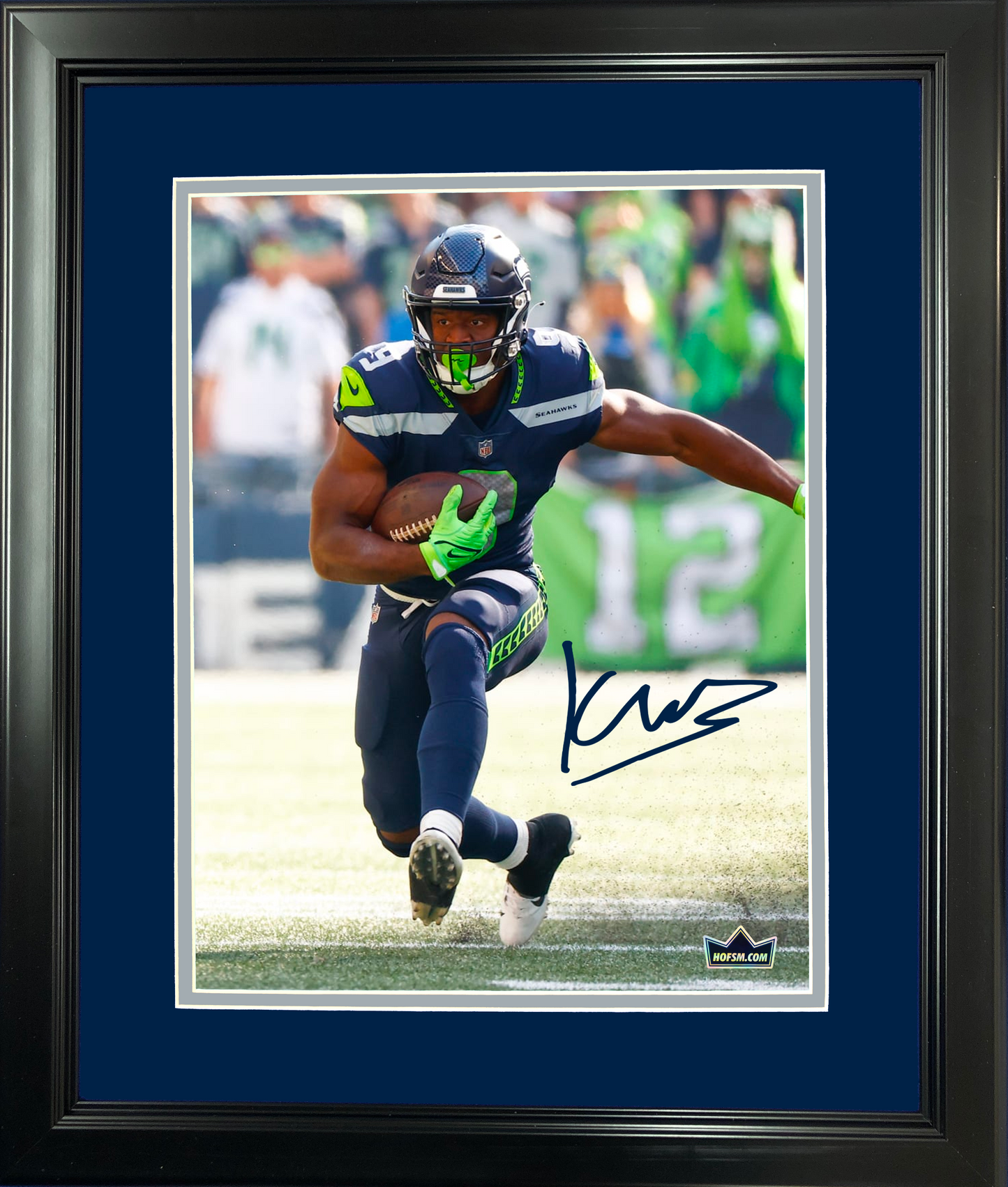 Framed Kenneth Walker III Facsimile Laser Engraved Signature Auto Seattle Seahawks 11"x14" Football Photo HOFSM Holo
