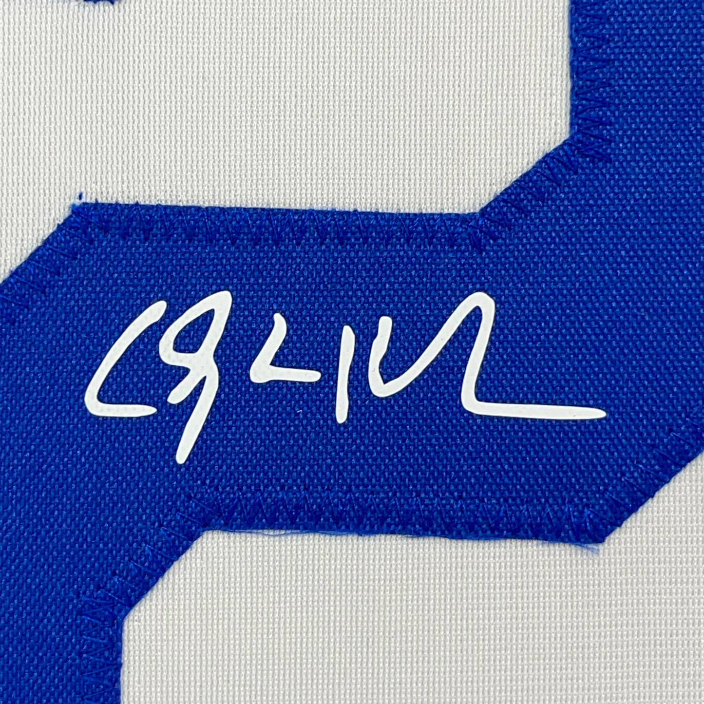 Framed Facsimile Autographed Clayton Kershaw 35x39 Los Angeles LA White Reprint Laser Auto Baseball Jersey