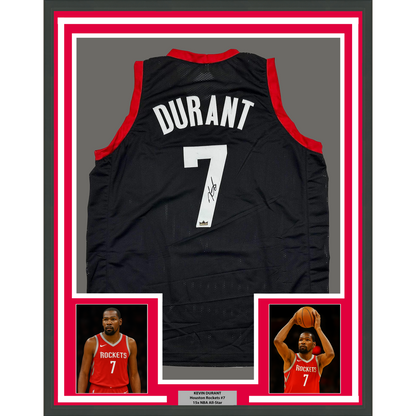Framed Facsimile Autographed Kevin Durant 35x39 Houston Black Reprint Laser Auto Basketball Jersey