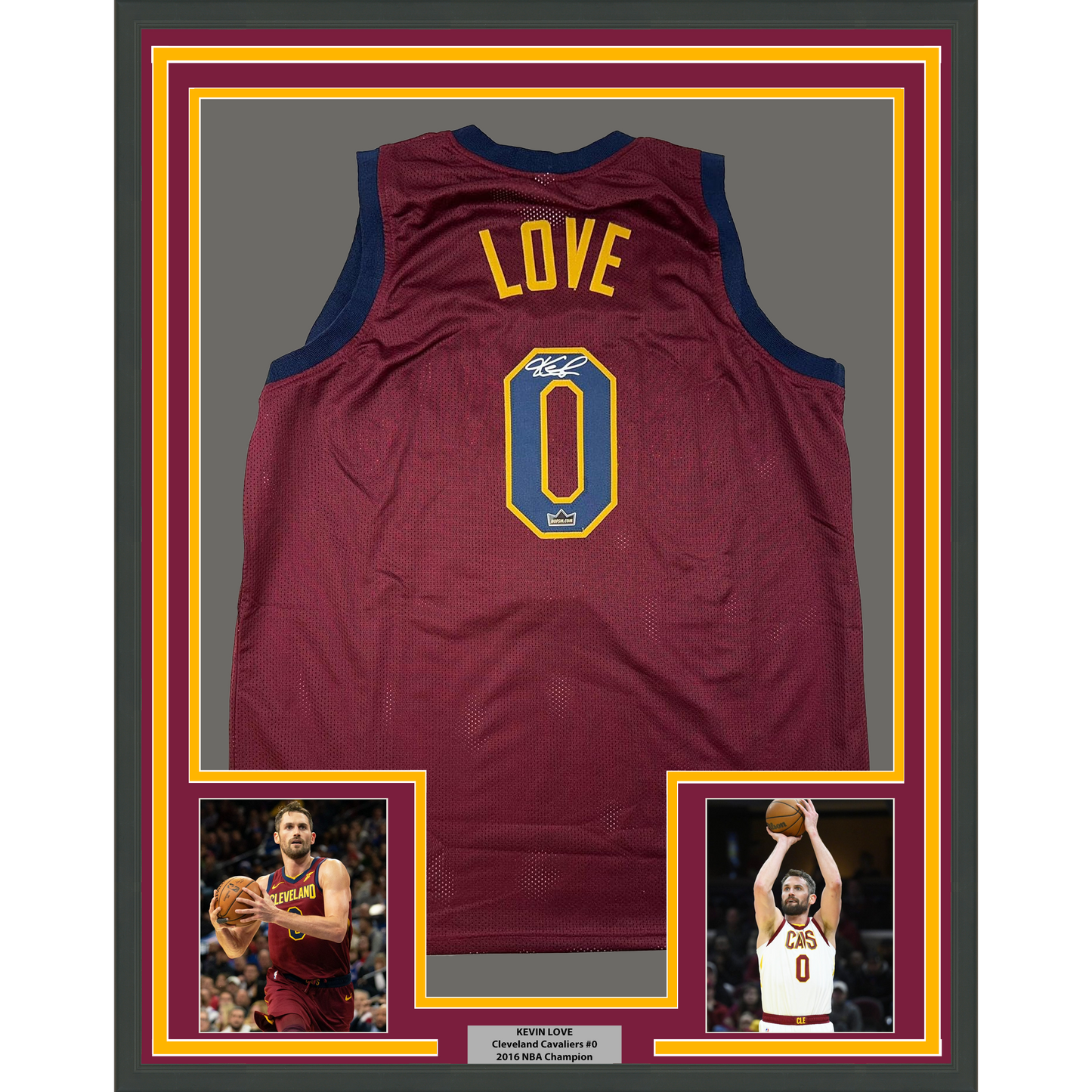 Framed Facsimile Autographed Kevin Love 35x39 Cleveland Red Reprint Laser Auto Basketball Jersey