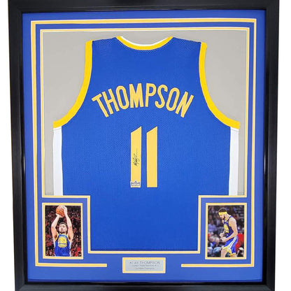 Framed Facsimile Autographed Klay Thompson 35x39 Golden State Blue Reprint Laser Auto Basketball Jersey