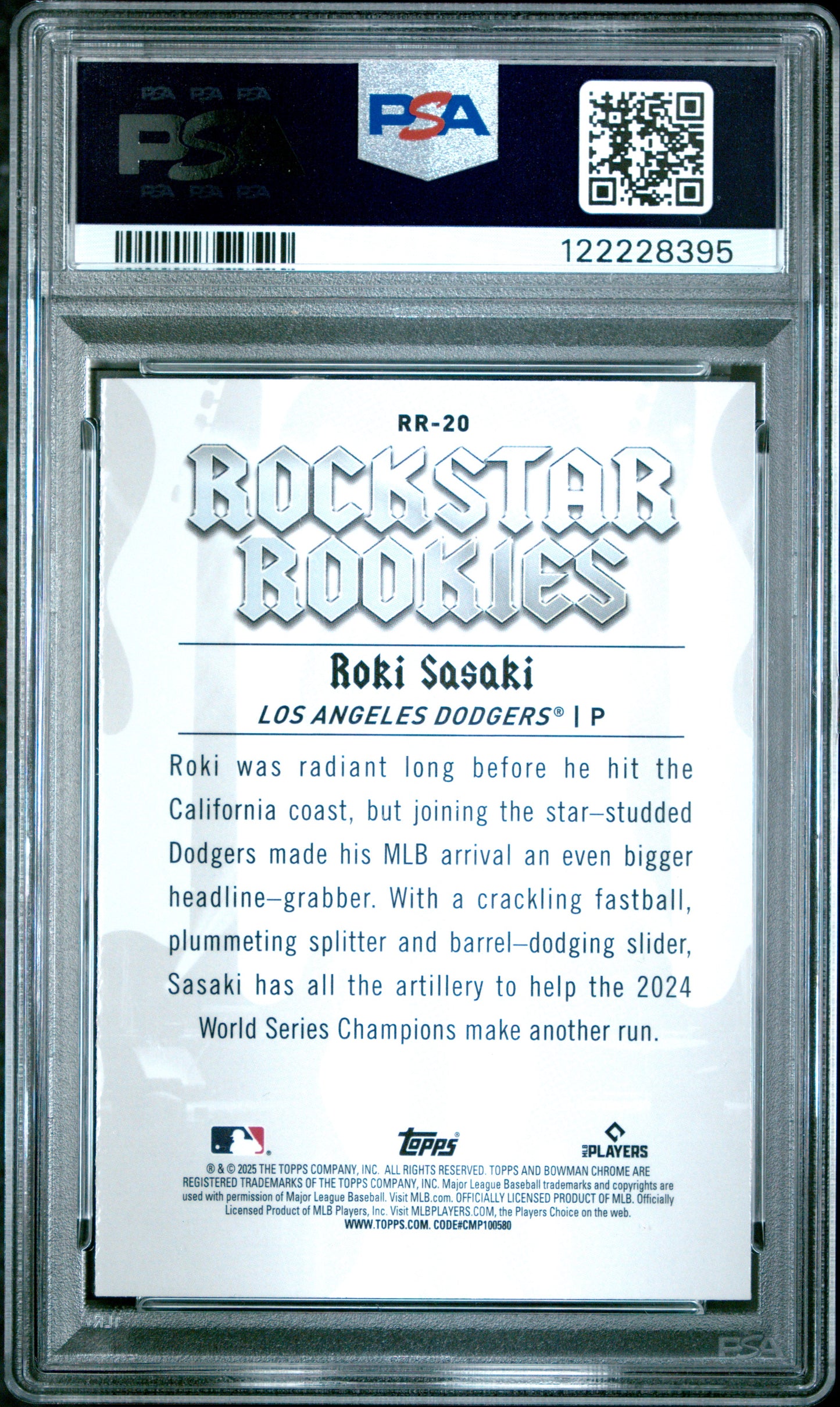 Graded 2025 Topps Bowman Roki Sasaki #RR20 Rockstar Rookies Rookie RC Baseball Card PSA 9 Mint