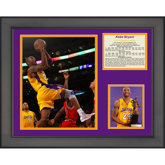 Framed Kobe Bryant Los Angeles Lakers Basketball 11"x14" Three Photo Collage