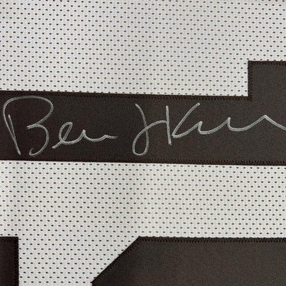 Framed Autographed/Signed Bernie Kosar 35x39 Cleveland White Football Jersey JSA COA