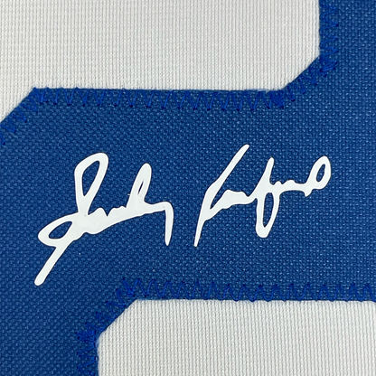 Framed Facsimile Autographed Sandy Koufax 35x39 Los Angeles LA White Reprint Laser Auto Baseball Jersey