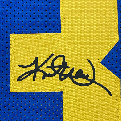 Framed Facsimile Autographed Kurt Warner 35x39 St. Louis Royal Blue Retro Reprint Laser Auto Football Jersey