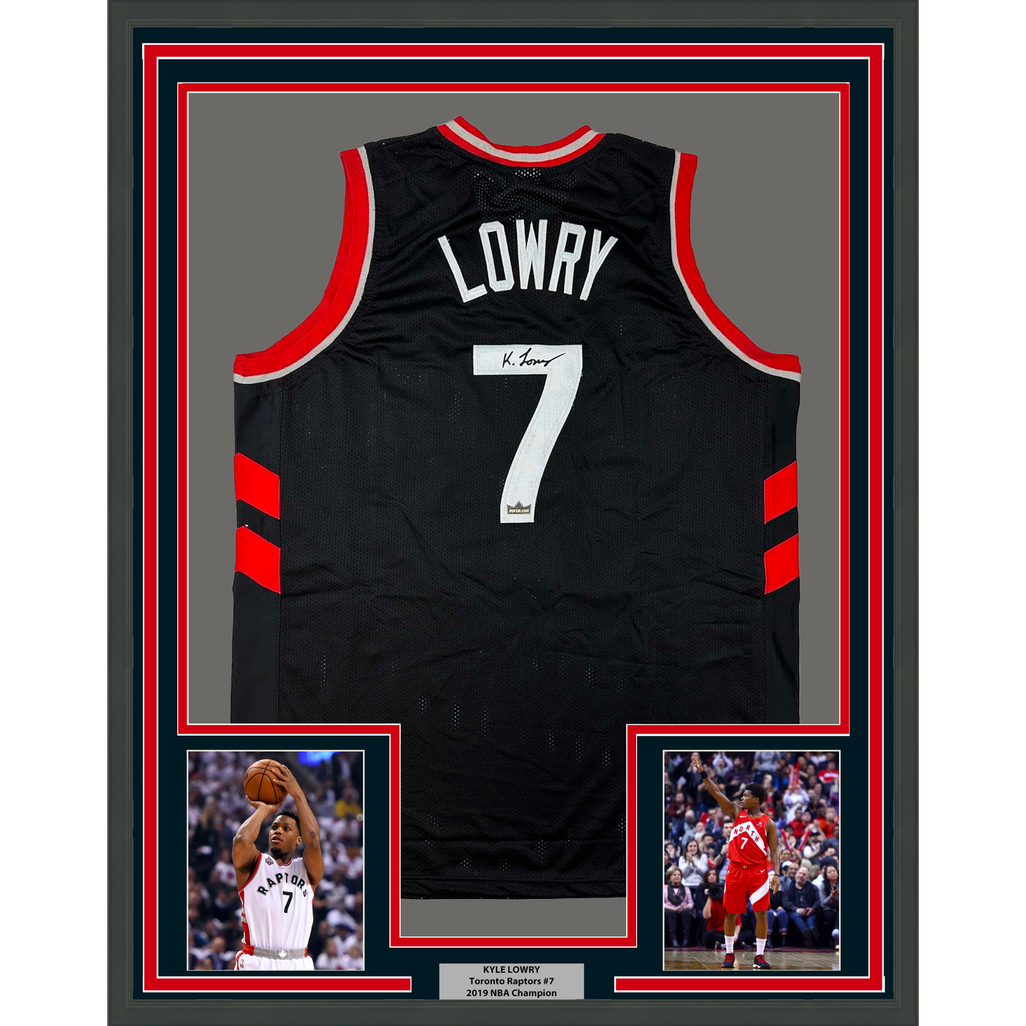 Framed Facsimile Autographed Kyle Lowry 35x39 Toronto Black Reprint Laser Auto Basketball Jersey