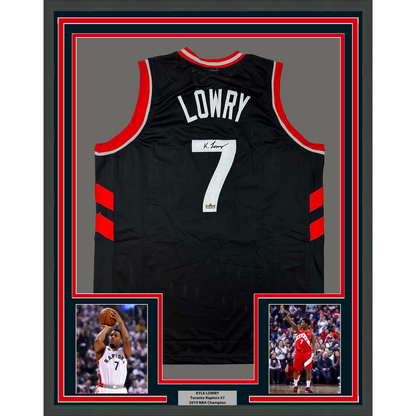Framed Facsimile Autographed Kyle Lowry 35x39 Toronto Black Reprint Laser Auto Basketball Jersey