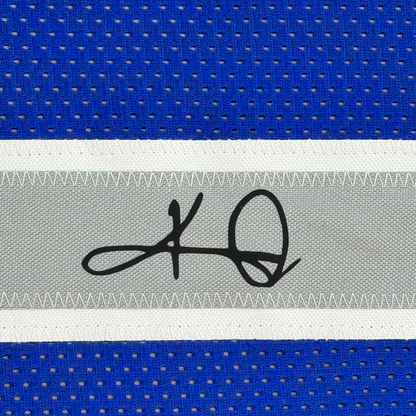 Framed Facsimile Autographed Kyrie Irving 35x39 Dallas Blue Reprint Laser Auto Basketball Jersey