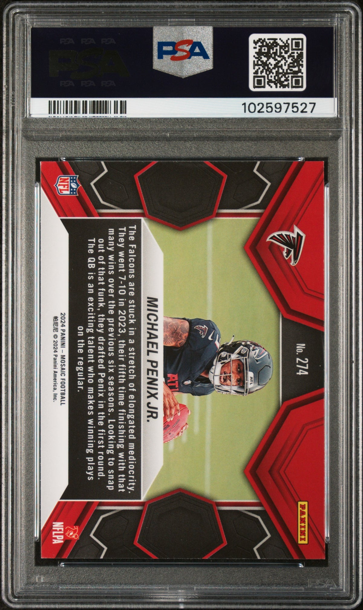 Graded 2024 Panini Mosaic Michael Penix Jr #274 Rookie RC Football Card PSA 8 Near Mint