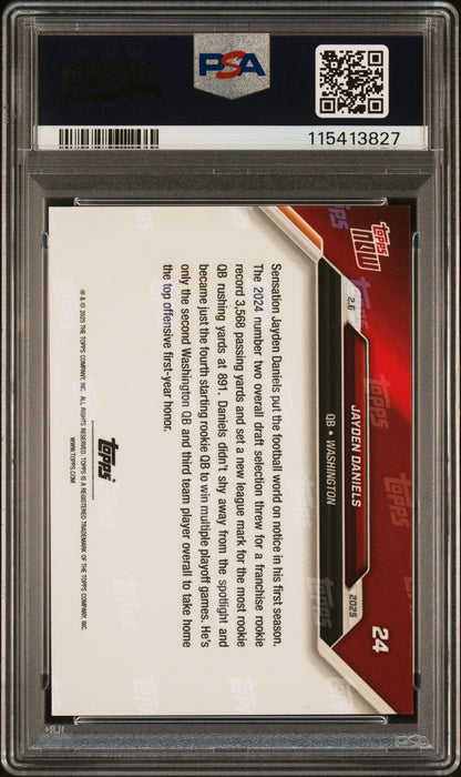 Graded 2024 Topps Now Jayden Daniels #24 Rookie RC Football Card PSA 5 Excellent