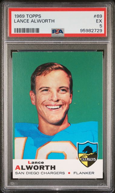 Graded 1969 Topps Lance Alworth #69 Football Card PSA 5 Excellent