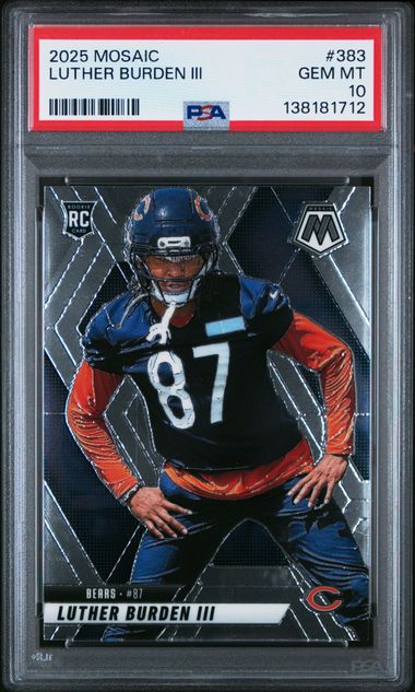 Graded 2025 Panini Mosaic Luther Burden III #383 Rookie RC Football Card PSA 10 Gem Mint