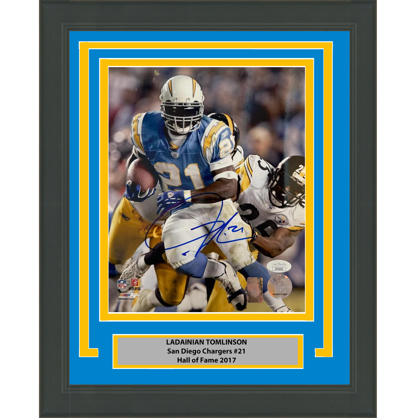Framed Autographed/Signed LaDainian Tomlinson San Diego Chargers 8x10 Football Photo JSA COA