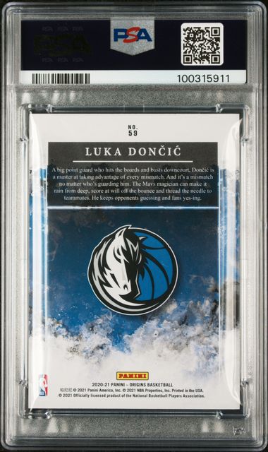 Graded 2020 Panini Origins Luka Doncic #59 Blue /99 Basketball Card PSA 10 Gem Mint