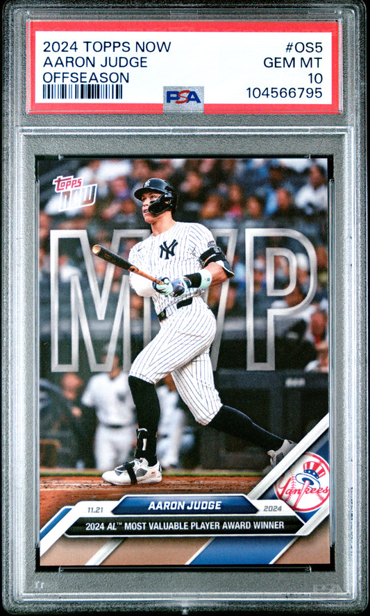 Graded 2024 Topps Now Aaron Judge #OS5 Offseason Baseball Card PSA 10 Gem Mint
