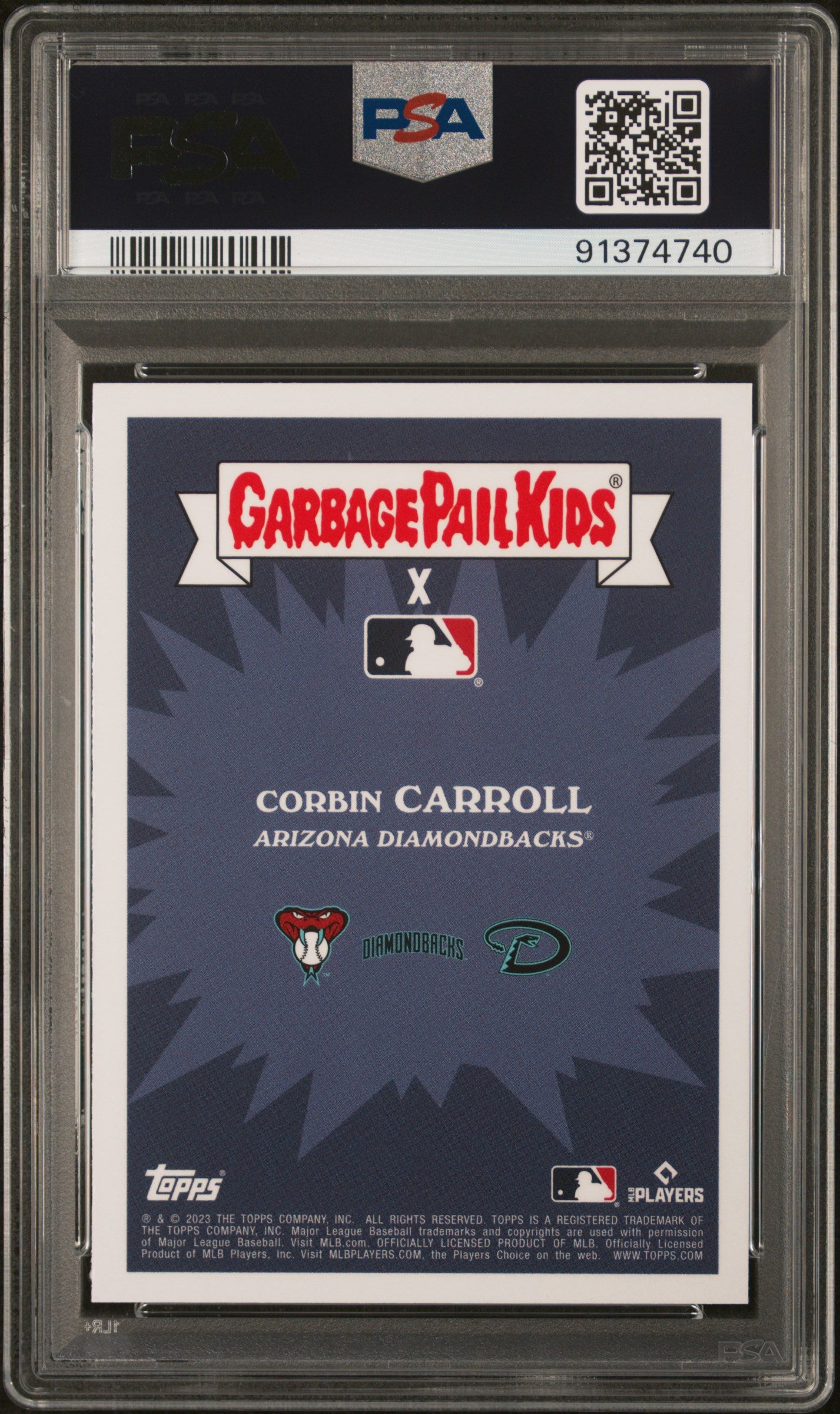 Graded 2023 Topps Garbage Pail Kids Corbin Carroll #19B Rattlin Carroll Rookie RC Baseball Card PSA 10 Gem Mint