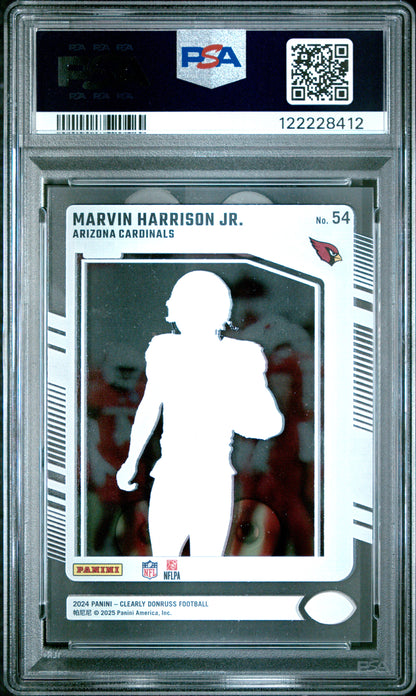 Graded 2024 Panini Clearly Donruss Marvin Harrison Jr #54 Rookie RC Football Card PSA 9 Mint